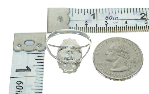 Silver Magenta Turquoise Inlay Ring Size 8-1/4 AX73547